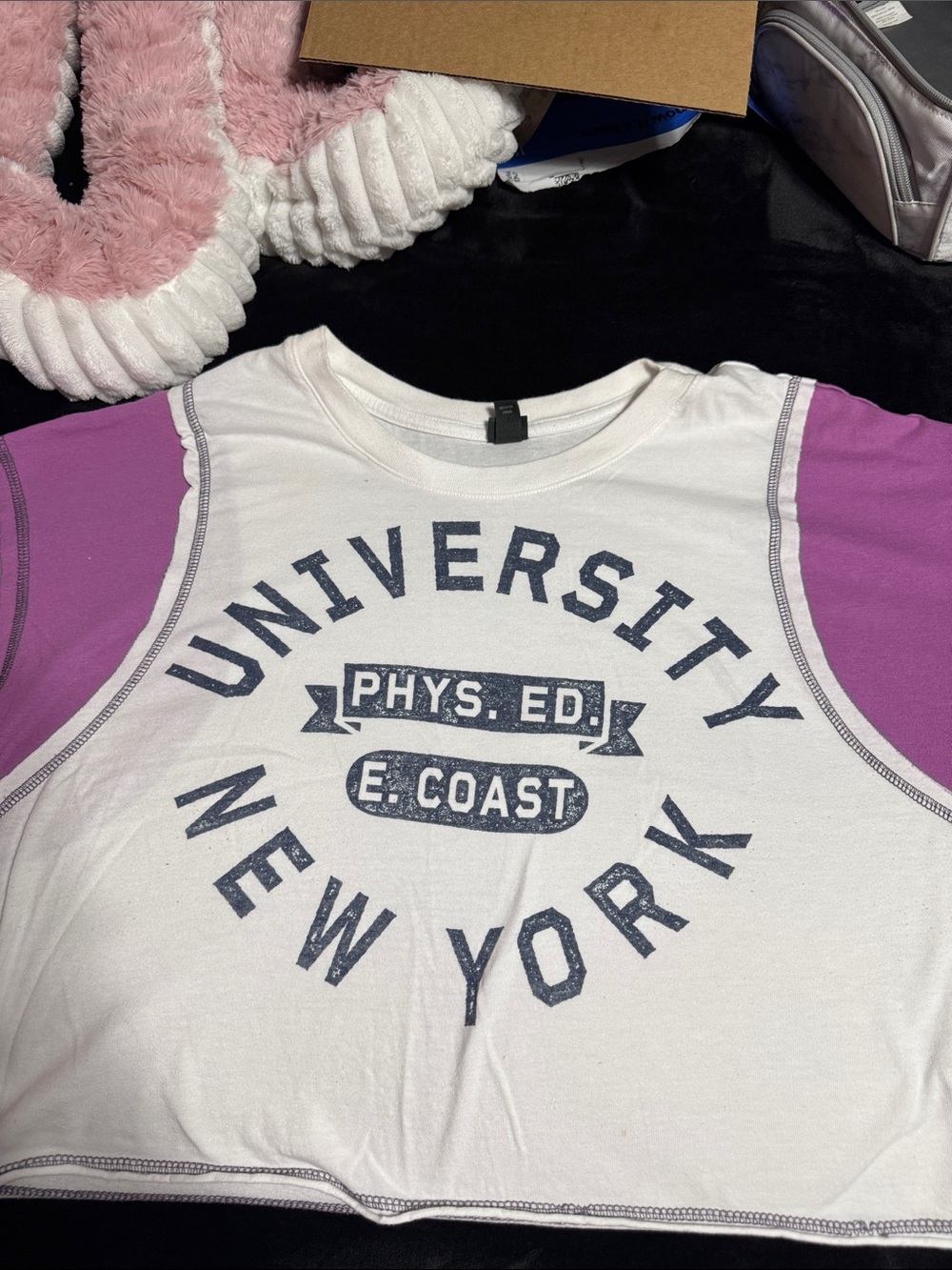 wild fable White Crop Tee with Purple Raglan Sleeves